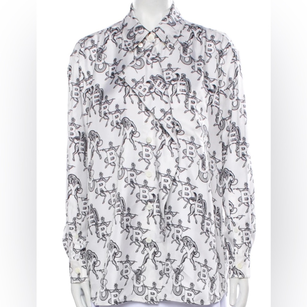 ❤️❤️BURBERRY WHITE MYTHICAL
ALPHABET SILK LOGO
SHIRT❤️❤️